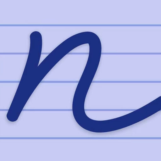 Icoon van Xerox Handwriting app, blauwe handgeschreven 'n' op gelinieerd papier, aangeboden door D&O Partners.