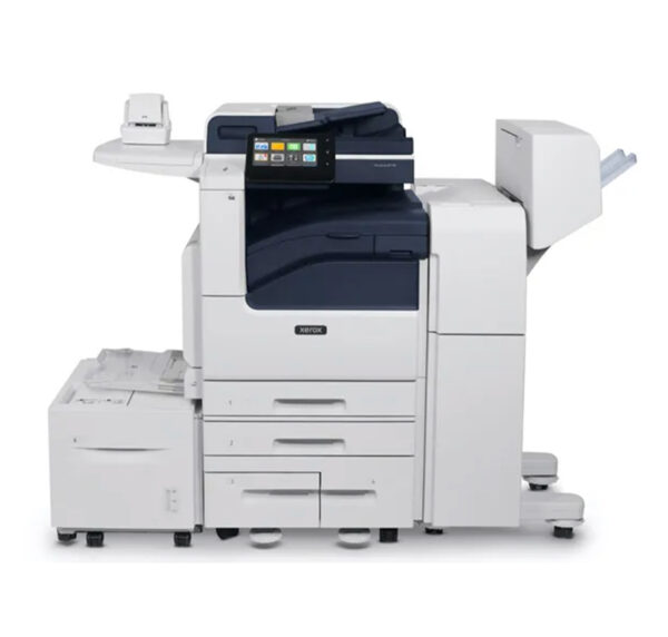 Geavanceerde Xerox VersaLink C7100 serie multifunctionele printer met scan- en kopieerfuncties en aanpasbare touchscreen interface voor kantooromgevingen.